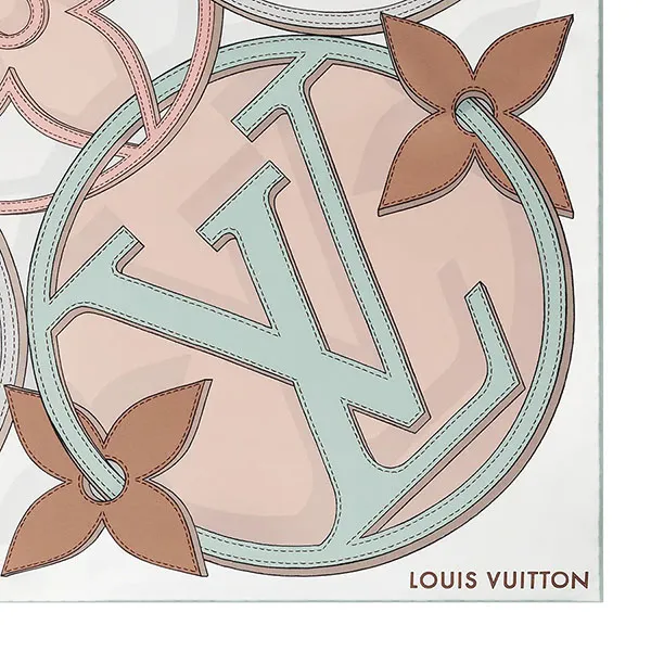 Khăn Lụa Nữ Louis Vuitton LV Scarf 90 M78407 Màu Hồng Beige