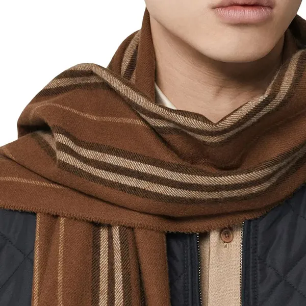 Khăn Quàng Cổ Burberry Icon Stripe Cashmere Scarf 8019209 Màu Nâu