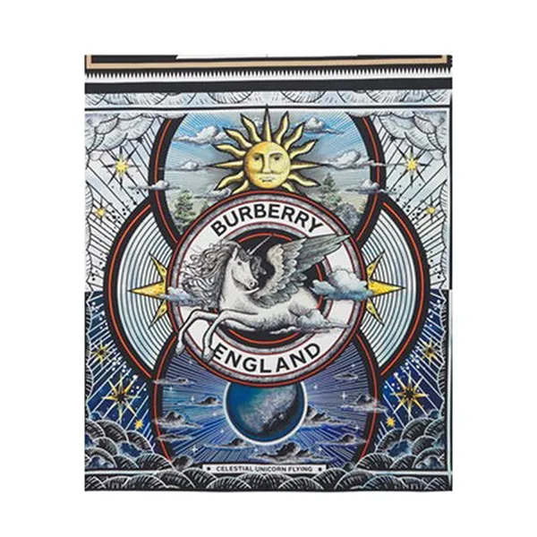 Khăn Quàng Cổ Burberry Montage Print Silk Scarf Màu Xanh Họa Tiết