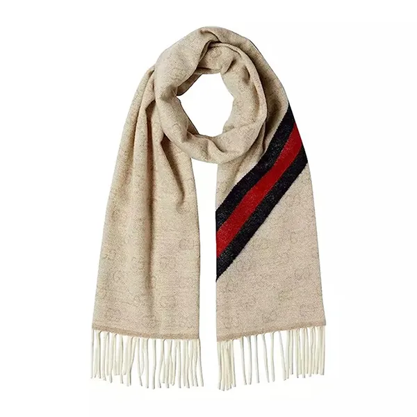 Khăn Quàng Cổ Gucci GG Logo Wool Scarf In Beige 165904 3G646 Màu Be