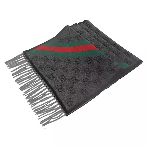 Khăn Quàng Cổ Gucci GG Logo Wool Scarf 165904 3G646 Màu Đen