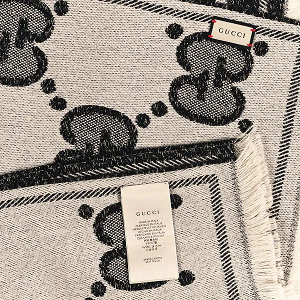 Khăn Quàng Cổ Gucci GG Wool With Lamé Jacquard Scarf 598993 Màu Đen/Be