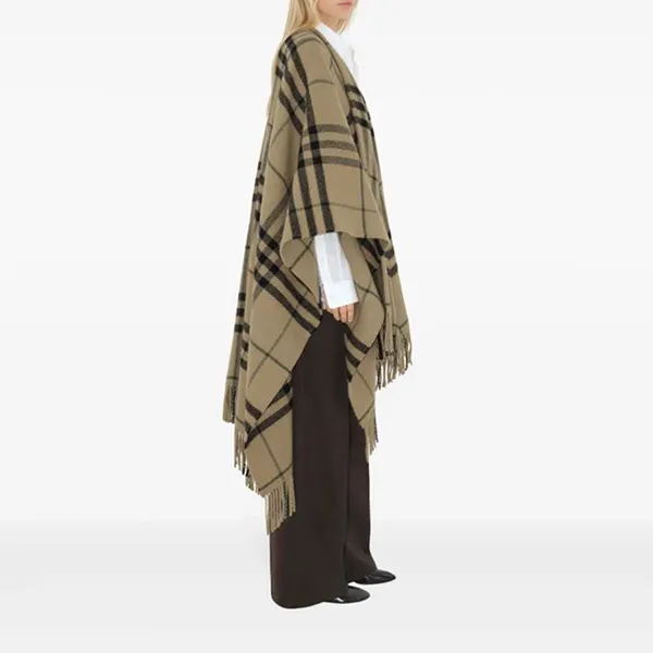 Khăn Quàng Cổ Nữ Burberry Check Cape Neutrals Màu Be Kẻ