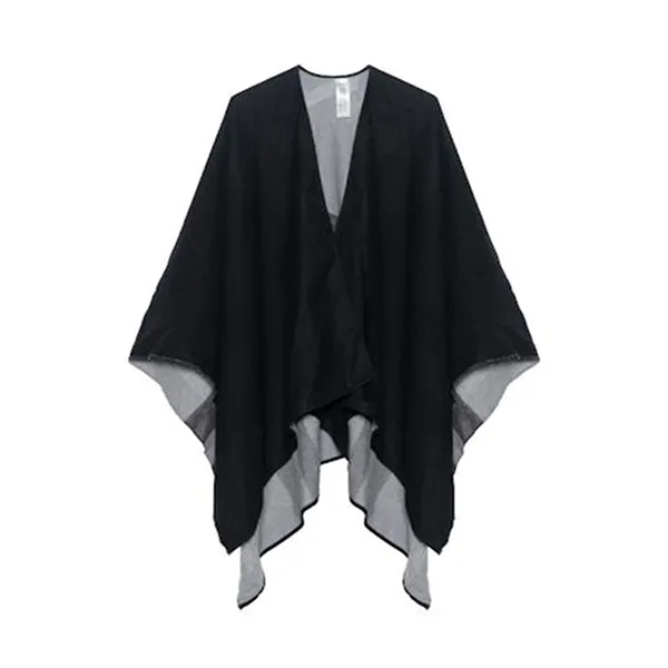 Khăn Quàng Cổ Nữ Burberry Reversible Check Merino Wool Poncho Scarf Màu Xám Đen
