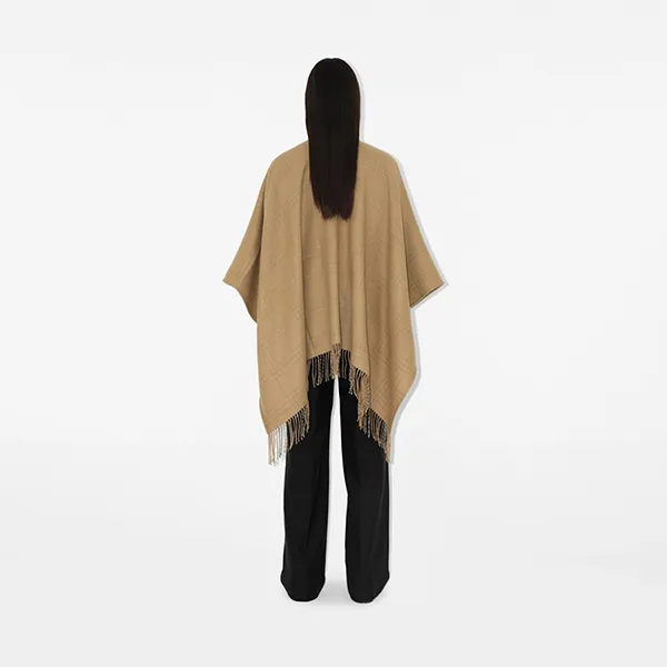 Khăn Quàng Cổ Nữ Burberry Reversible Check Wool Cape 80716731 Archive Beige Màu Be Kẻ