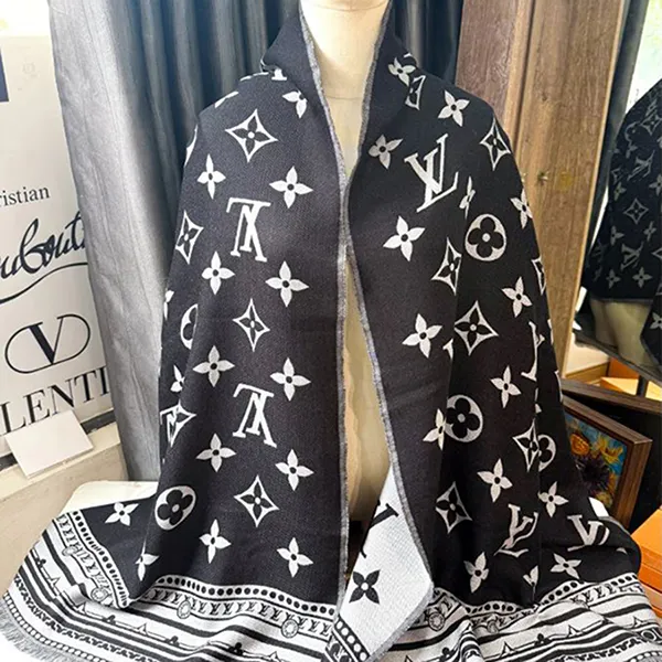 Khăn Quàng Cổ Unisex Louis Vuitton LV M76389 Amazingram Stole Màu Đen Họa Tiết