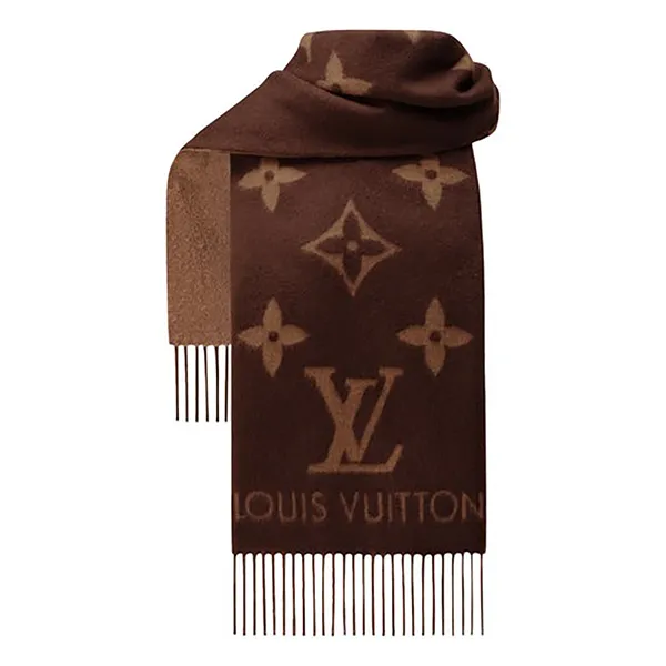 Khăn Quàng Cổ Unisex Louis Vuitton LV Reykjavik Marron Fonce Scarf Màu Nâu