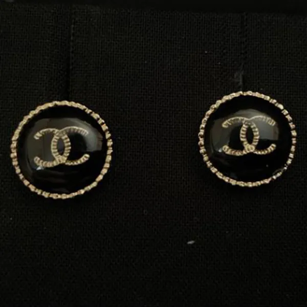 Khuyên Tai Nữ Chanel Coco Mark Earrings In Black And Gold Màu Đen Vàng