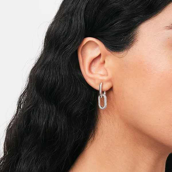 Khuyên Tai Nữ Daniel Wellington Crystal Link Earrings DW00400612 Màu Bạc 27.5mm