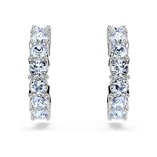 Khuyên Tai Nữ Swarovski Silver Tone Light Blue Pave Crystal Mini Women's Hoop Earrings 5073036 Màu Xanh Bạc