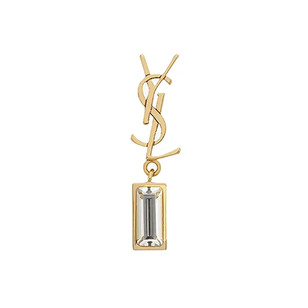 Khuyên Tai Nữ Yves Saint Laurent YSL Cassandre Single Earring In Metal And Rhinestones Màu Vàng