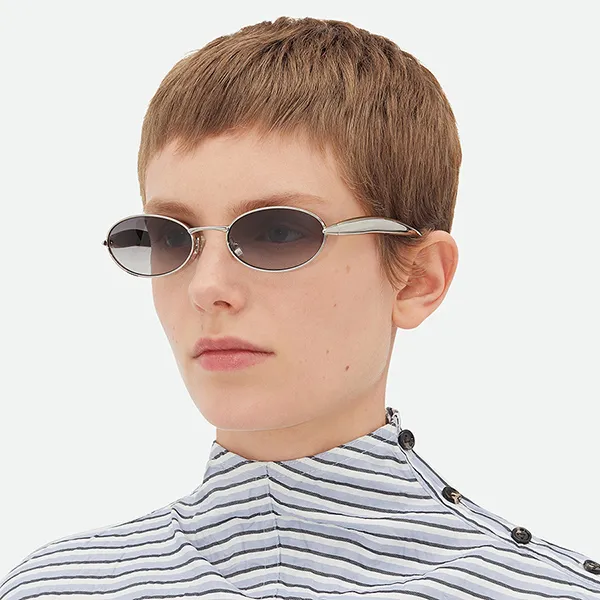 Kính Mát Bottega Veneta Sunglasses BV1386S 003 Màu Xám/Bạc