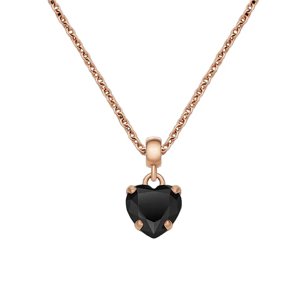 Mặt Dây Chuyền Daniel Wellington Charm Heart Black Crystal RG Màu Vàng Đen
