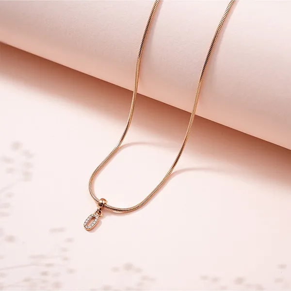 Mặt Dây Chuyền Daniel Wellington Zirconia - Crystal Number Charm Rose Gold Màu Vàng Hồng (Số 0)