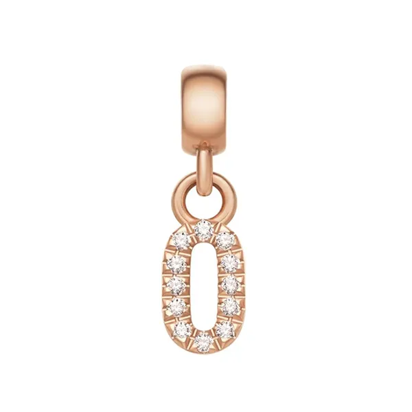 Mặt Dây Chuyền Daniel Wellington Zirconia - Crystal Number Charm Rose Gold Màu Vàng Hồng (Số 0)
