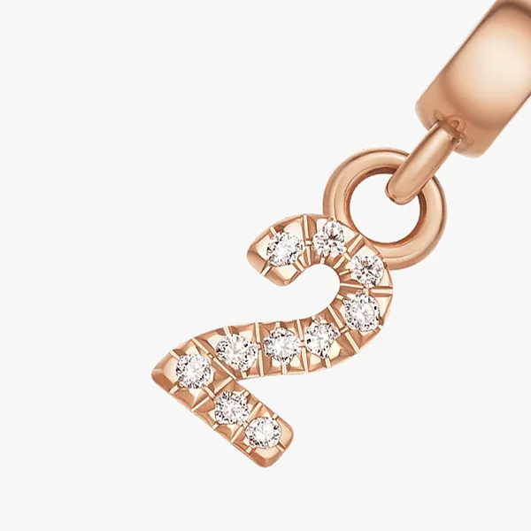 Mặt Dây Chuyền Daniel Wellington Zirconia - Crystal Number Charm Rose Gold Màu Vàng Hồng (Số 2)