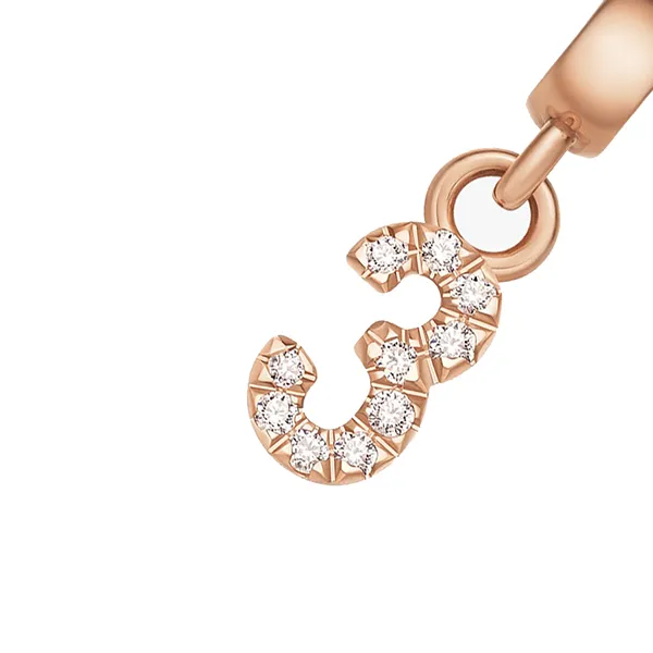 Mặt Dây Chuyền Daniel Wellington Zirconia - Crystal Number Charm Rose Gold Màu Vàng Hồng (Số 3)