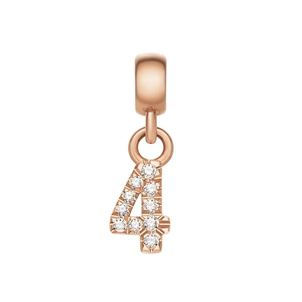 Mặt Dây Chuyền Daniel Wellington Zirconia - Crystal Number Charm Rose Gold Màu Vàng Hồng (Số 4)
