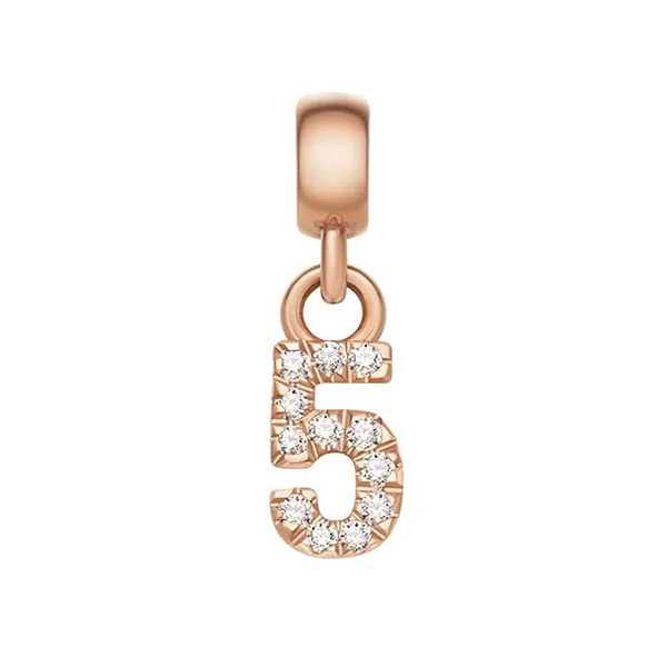 Mặt Dây Chuyền Daniel Wellington Zirconia - Crystal Number Charm Rose Gold Màu Vàng Hồng (Số 5)