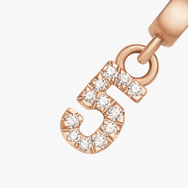 Mặt Dây Chuyền Daniel Wellington Zirconia - Crystal Number Charm Rose Gold Màu Vàng Hồng (Số 5)