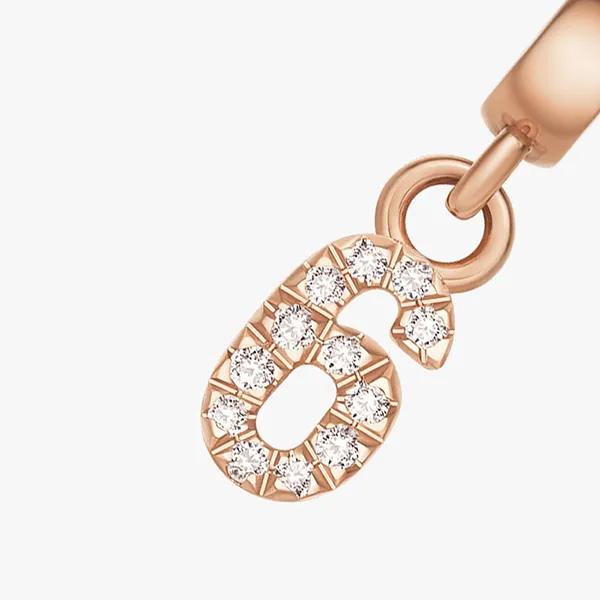 Mặt Dây Chuyền Daniel Wellington Zirconia - Crystal Number Charm Rose Gold Màu Vàng Hồng (Số 6)