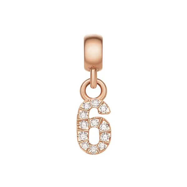 Mặt Dây Chuyền Daniel Wellington Zirconia - Crystal Number Charm Rose Gold Màu Vàng Hồng (Số 6)