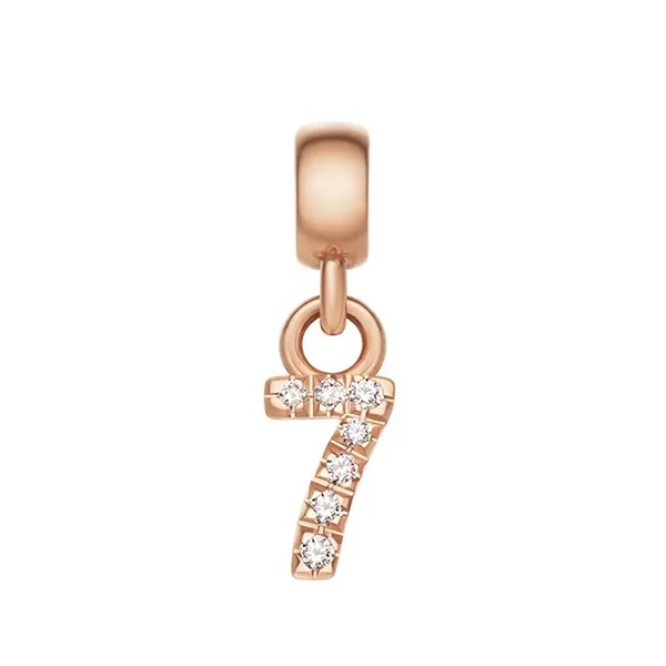 Mặt Dây Chuyền Daniel Wellington Zirconia - Crystal Number Charm Rose Gold Màu Vàng Hồng (Số 7)