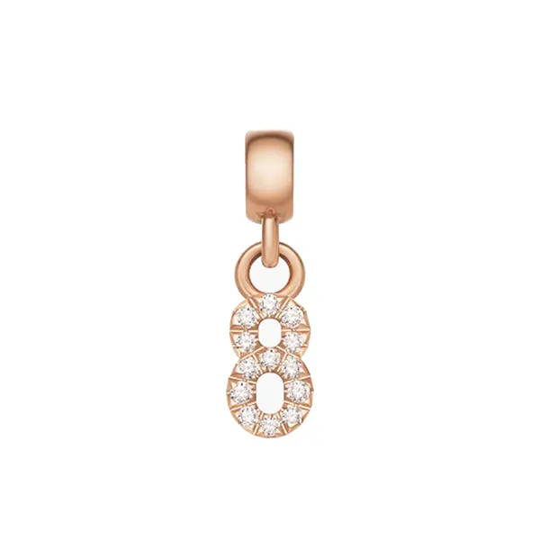 Mặt Dây Chuyền Daniel Wellington Zirconia - Crystal Number Charm Rose Gold Màu Vàng Hồng (Số 8)