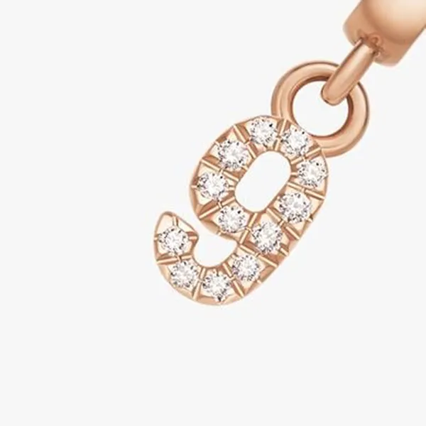 Mặt Dây Chuyền Daniel Wellington Zirconia - Crystal Number Charm Rose Gold Màu Vàng Hồng (Số 9)