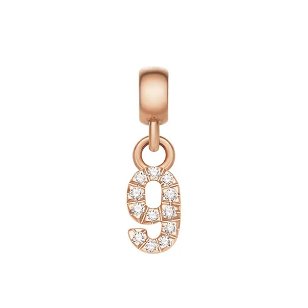 Mặt Dây Chuyền Daniel Wellington Zirconia - Crystal Number Charm Rose Gold Màu Vàng Hồng (Số 9)