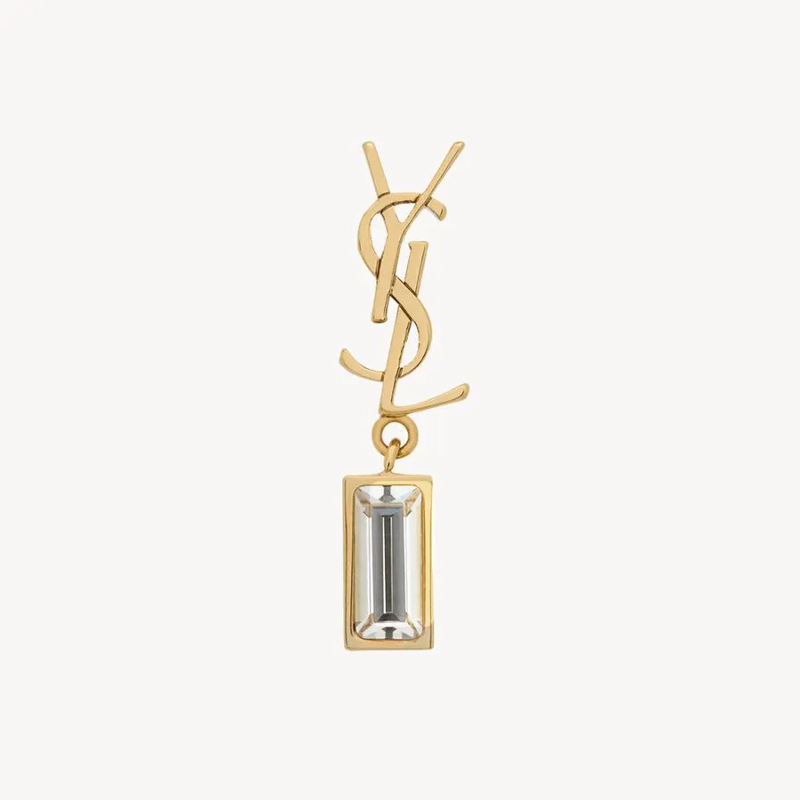 Khuyên Tai Nữ Yves Saint Laurent YSL Cassandre Single Earring In Metal And Rhinestones Màu Vàng