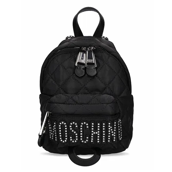 Balo Nữ Moschino Crystal Logo Mini Backpack Màu Đen