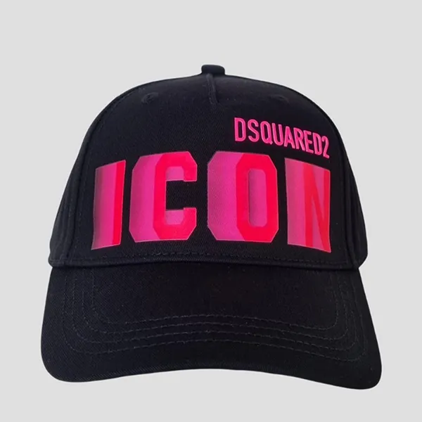 Mũ Nam Dsquared2 Black Logo-print In Pink Cotton Baseball Cap BCM0815 05C00001 M072 Màu Đen