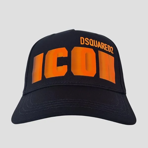 Mũ Nam Dsquared2 Black Logo-print Orange Cotton Baseball Cap BCM0794 05C00001 M638 Màu Đen