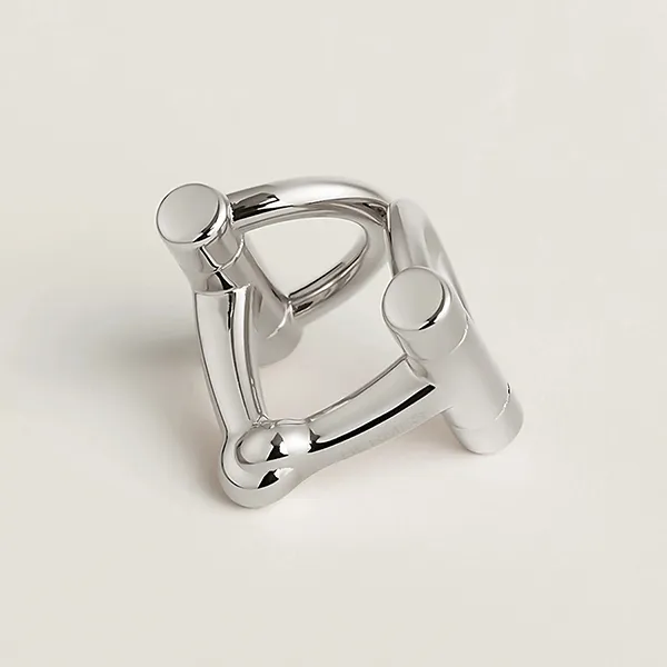 Nhẫn Cài Khăn Nữ Hermès Mini Double D Twilly Ring Màu Bạc