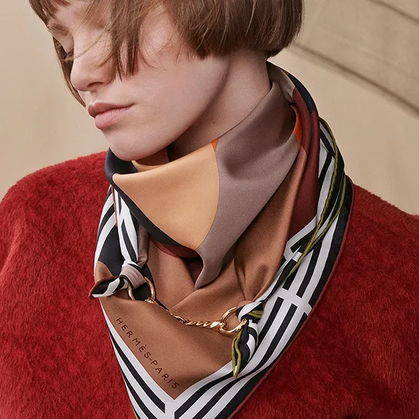 Nhẫn Cài Khăn Nữ Hermès Mors Torsade Scarf 90 Ring Màu Vàng Hồng