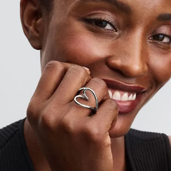 Nhẫn Nữ Pandora Organically Shaped Heart Ring Sterling Silver 193288C00 Màu Bạc Size 52