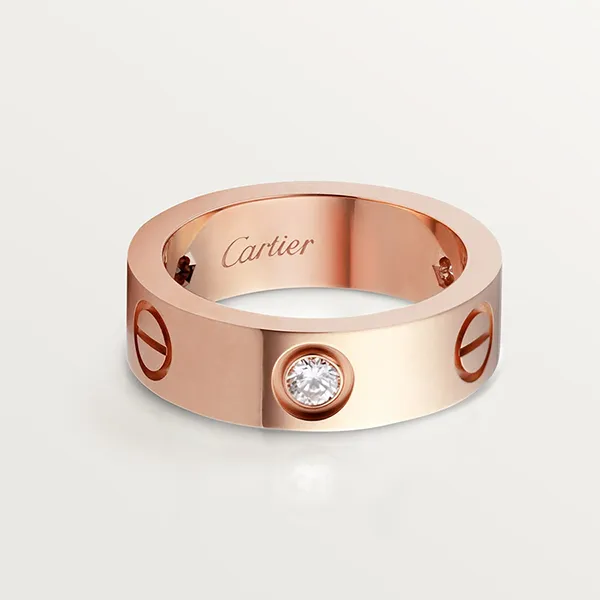 Nhẫn Unisex Cartier Love Ring Classic Model 3 Diamonds CRB4087500 Màu Vàng Hồng Size 52