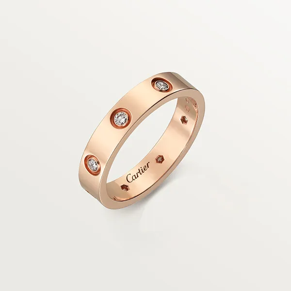 Nhẫn Unisex Cartier Love Ring Small Model 8 Diamonds CRB4050800 Màu Vàng Hồng Size 50