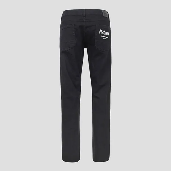 Quần Jean Nam Alexander McQueen Black With Graffiti Logo Embroidered Slim Fit 682084 QYAAH 1000 Màu Đen Size 44
