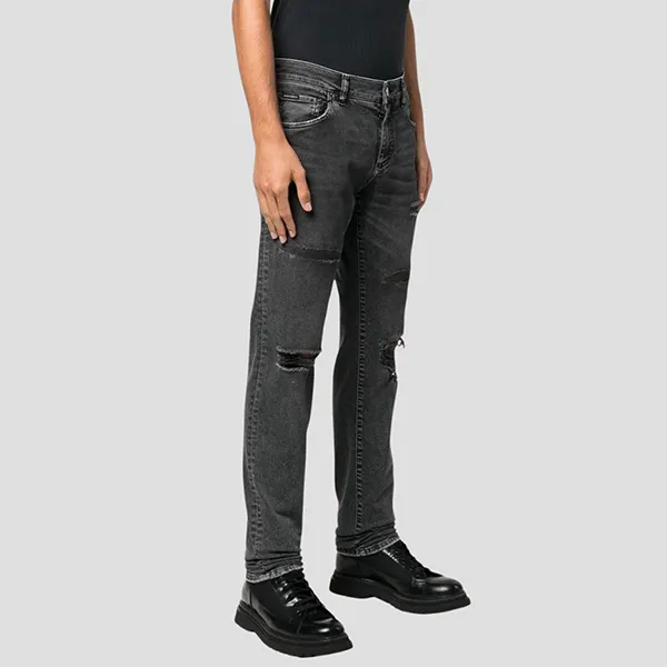 Quần Jean Nam Dolce & Gabbana D&G Gray Denim Ripped With Logo Tag Dáng Skinny GY07LD G8FQ5 S9001 Màu Xám Size 44