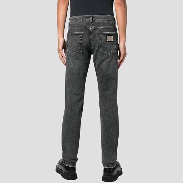 Quần Jean Nam Dolce & Gabbana D&G Gray Denim Ripped With Logo Tag Dáng Skinny GY07LD G8FQ5 S9001 Màu Xám Size 44