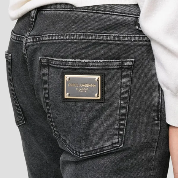 Quần Jean Nam Dolce & Gabbana D&G Gray Denim Ripped With Logo Tag Dáng Skinny GY07LD G8FQ5 S9001 Màu Xám Size 44
