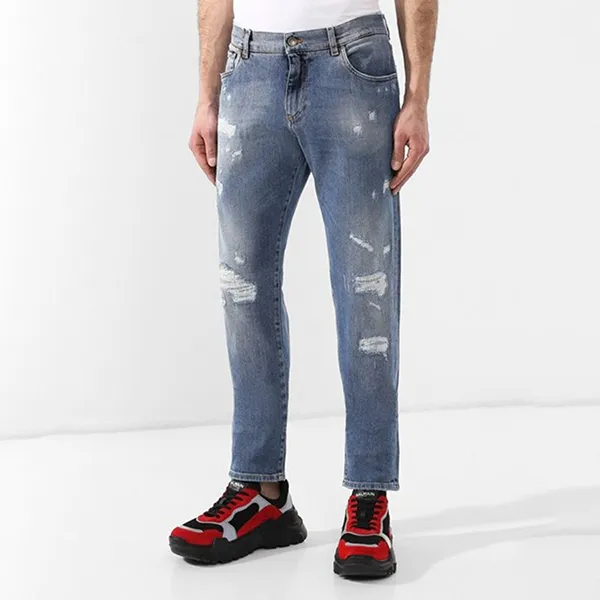 Quần Jean Nam Dolce & Gabbana D&G Tag Gold Chữ DG (Slim) GY07CD G8AN0 Màu Xanh Size 44