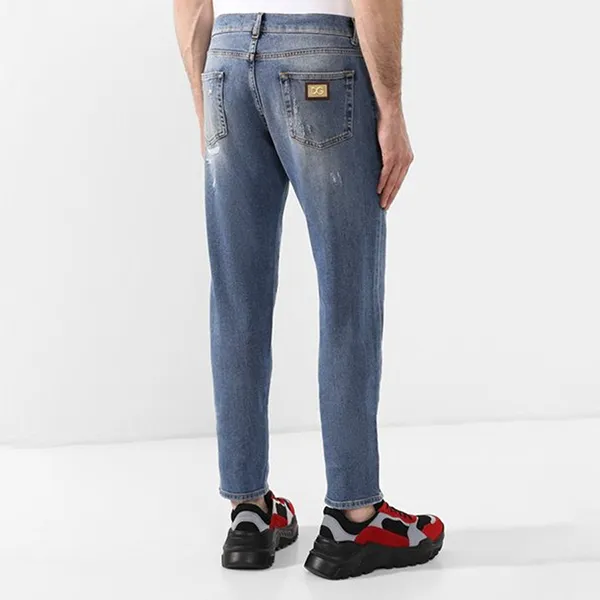 Quần Jean Nam Dolce & Gabbana D&G Tag Gold Chữ DG (Slim) GY07CD G8AN0 Màu Xanh Size 44