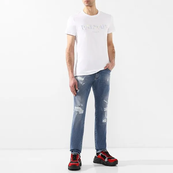 Quần Jean Nam Dolce & Gabbana D&G Tag Gold Chữ DG (Slim) GY07CD G8AN0 Màu Xanh Size 44
