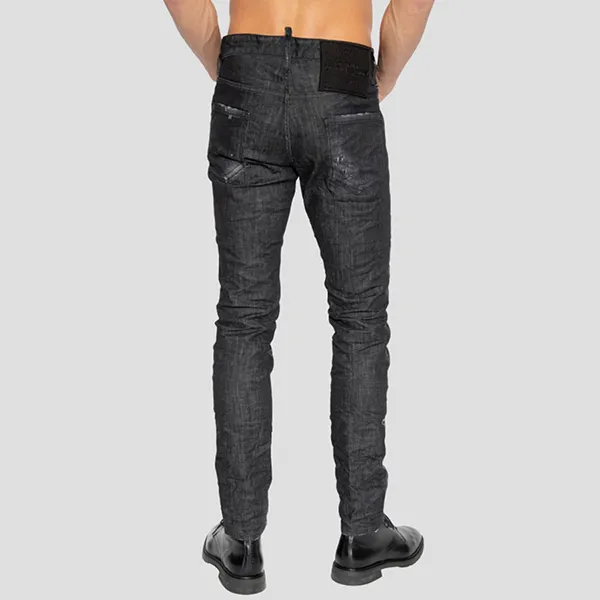 Quần Jean Nam Dsquared2 Cool Guy Button Fly Logo Patch In Black S74LB1227 S30357 900 Màu Đen Size 44