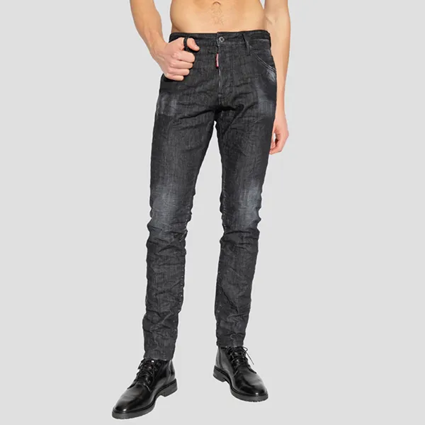 Quần Jean Nam Dsquared2 Cool Guy Button Fly Logo Patch In Black S74LB1227 S30357 900 Màu Đen Size 44