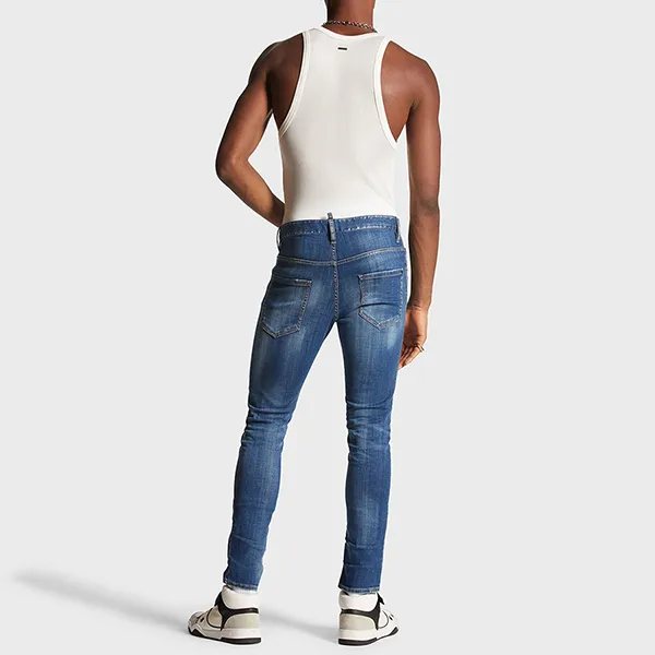 Quần Jean Nam Dsquared2 Stretch Cotton Skinny Fit S74LB1471 S30342 470 Màu Xanh Size 44