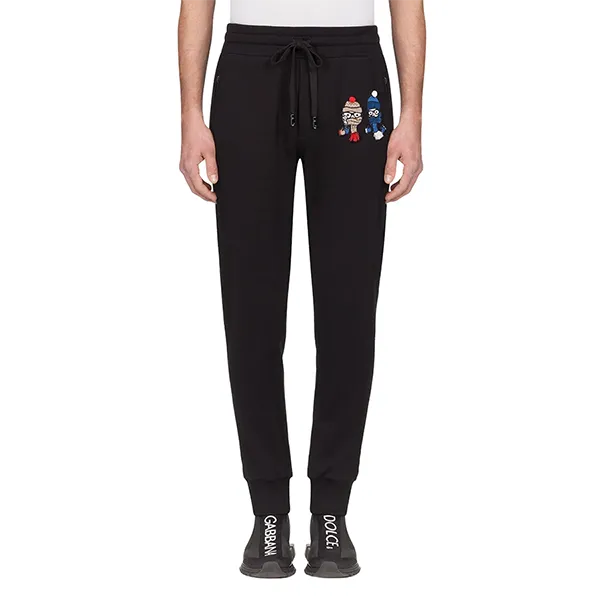 Quần Nỉ Dolce & Gabbana Jersey Jogging Pants With DG Family Patch Màu Đen Size 44